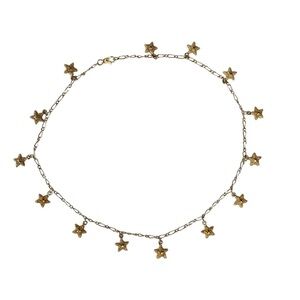 Gold Karat Starfish Charm Necklace 16.5" Nautical Ocean Mermaid Dainty Vintage